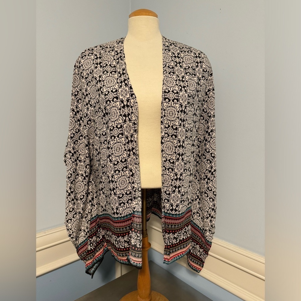 Ginger G - geometric floral boho open duster